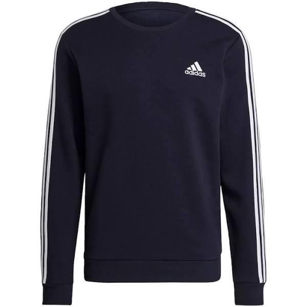 adidas-Essentials Fleece 3-Stripes Sweatshirt-Men-Legend Ink / White-XS