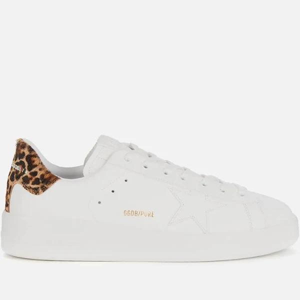 Golden Goose White Leopard Pure Star Sneakers