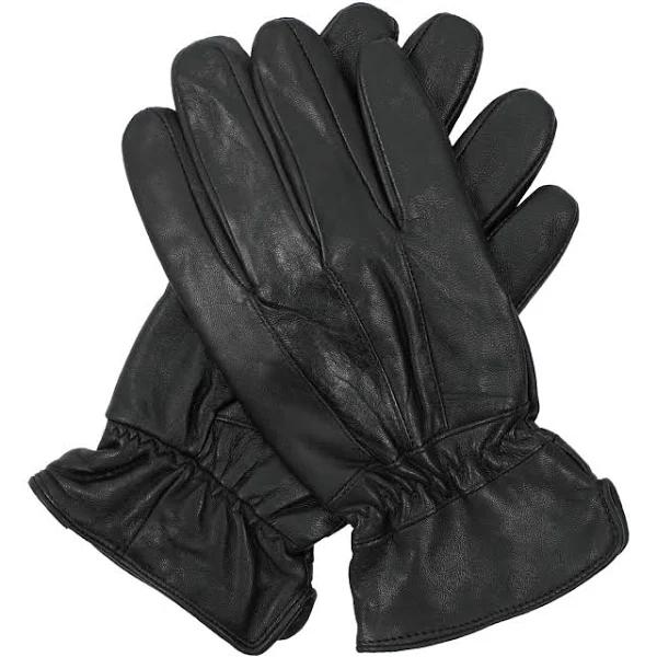 3M Thinsulate Mens Genuine Leather Gloves Patch Thermal Lining Warm Winter - Black - S/M