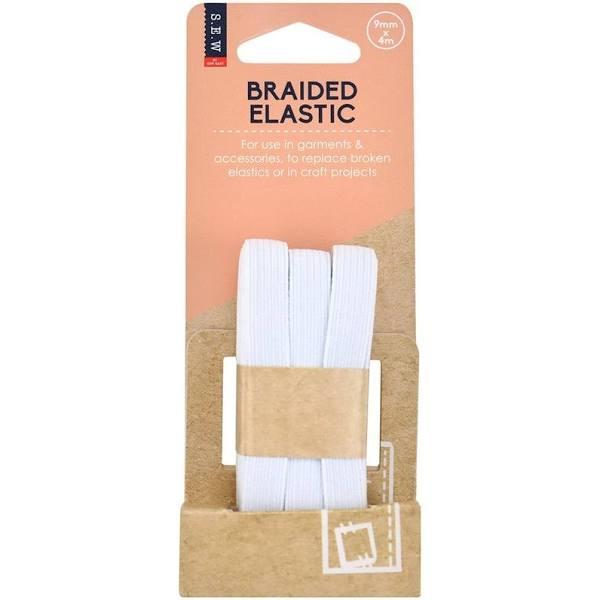 Sew Easy Braided Elastic 9mm x 4m - White