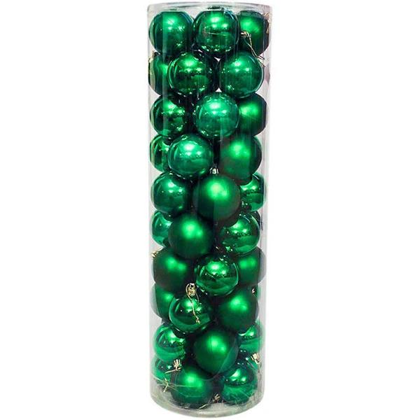 Green 70mm 45 Christmas Baubles Gloss Pearl Matt