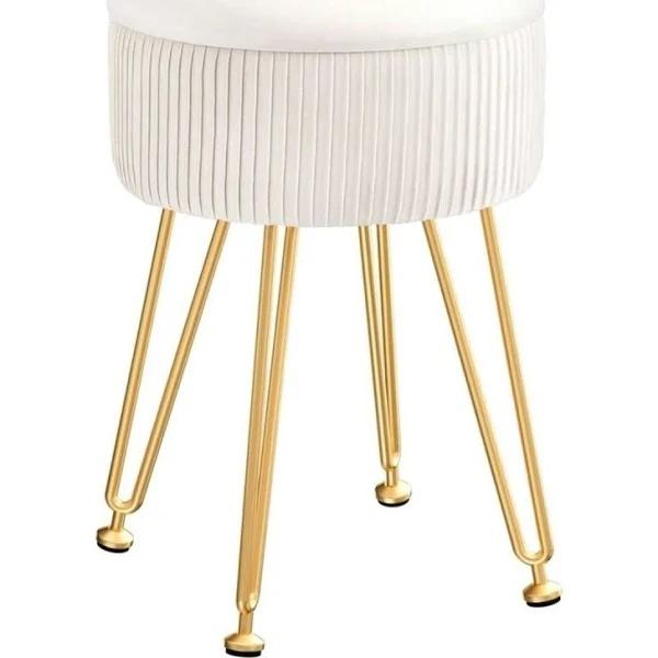 Artiss Ottoman Storage Foot Stool Velvet Round White