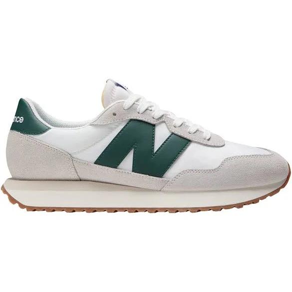 New Balance White & Green 237 Sneakers