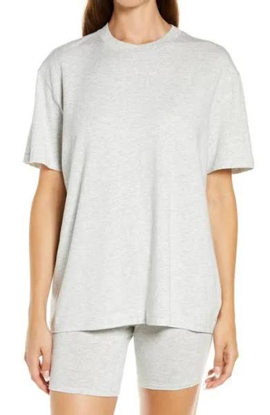 Skims Womens Light Heather Grey Boyfriend Oversized Stretch-jersey T-Shirt XXL