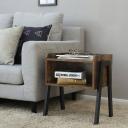 VASAGLE Rustic Brown and Black Side Table