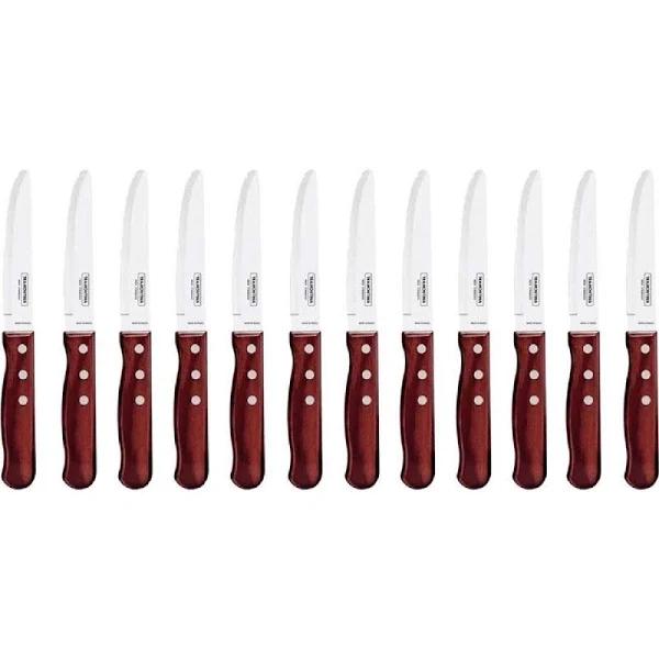 Tramontina Churrasco Red Steak Knife Wide Blade Set 12