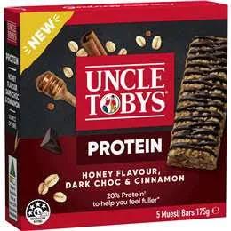 Uncle Tobys Protein Bars Honey Dark Choc and Cinnamon 175g