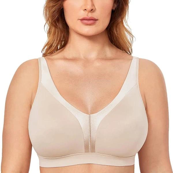 DELIMIRA Women's Wireless Bra Plus Size Full Coverage Smooth Unlined Support