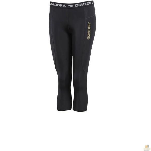 Diadora Ladies Compression Sports 3/4 Tights Gym Yoga Thermals - Black