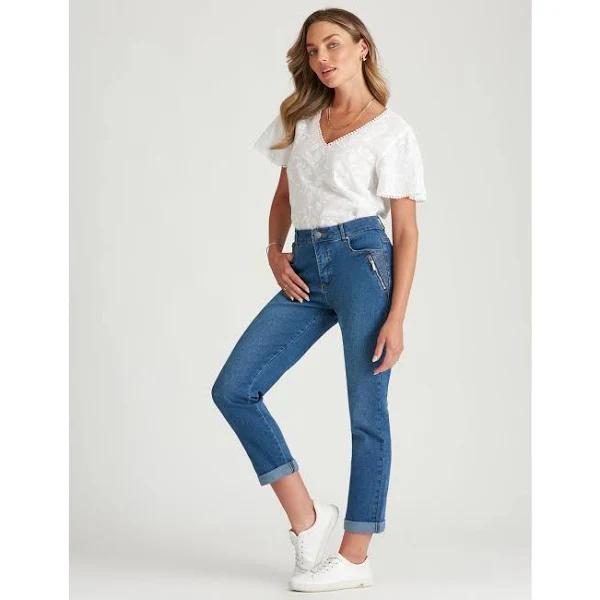 Rockmans - Womens Jeans - Full Length Biker Boyfriend Jeans