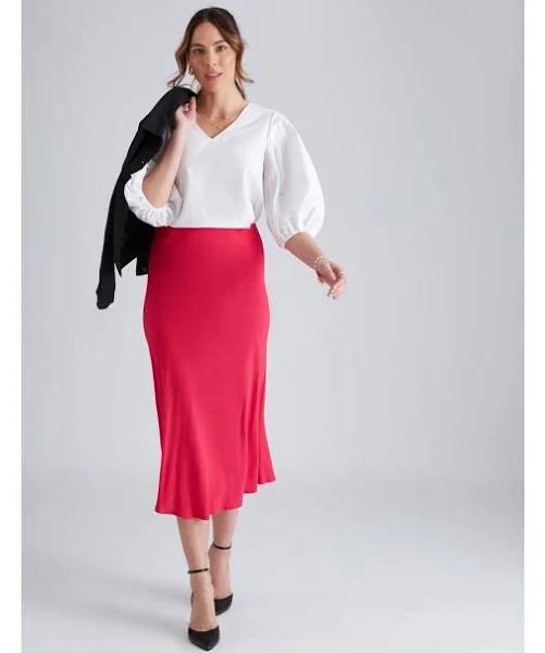 Katies Below Knee Bias Skirt - Womens - Berry Size Medium - AfterPay & zipPay Available