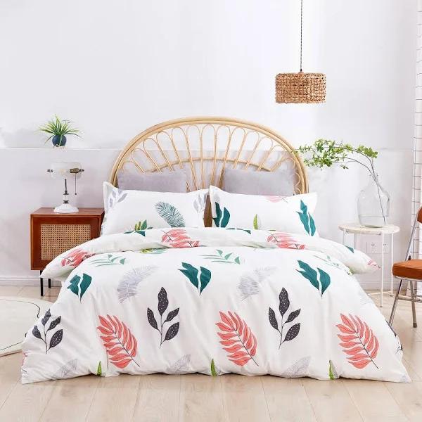 Dreamaker 100% Cotton Sateen Quilt Cover Set Fern Print Double