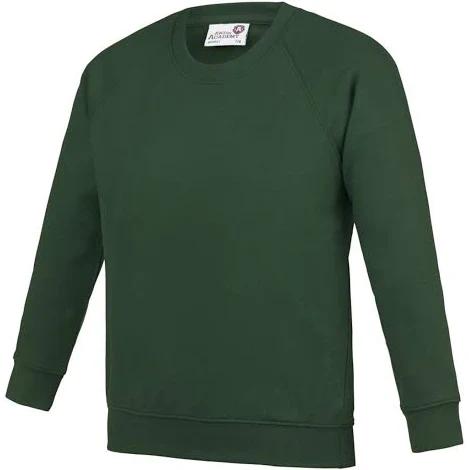 Awdis Academy Childrens/Kids Crew Neck Raglan School Sweatshirt Green 13 Years