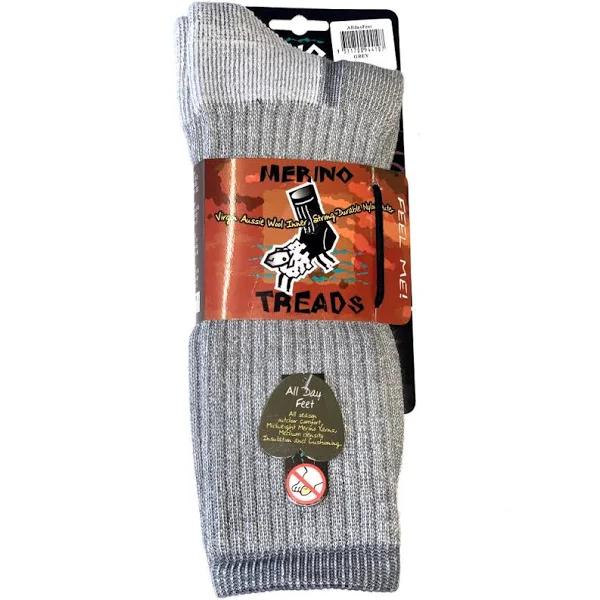 Merino Treads ALLDAY Feet Socks With White Inner S / Grey