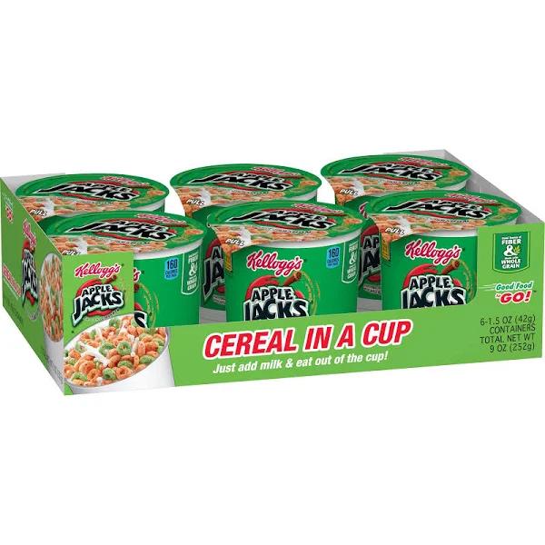 Kellogg’s Apple Jacks, Breakfast Cereal in A Cup, Bulk Size, 12 Count (1.5 oz Cereal Cups)