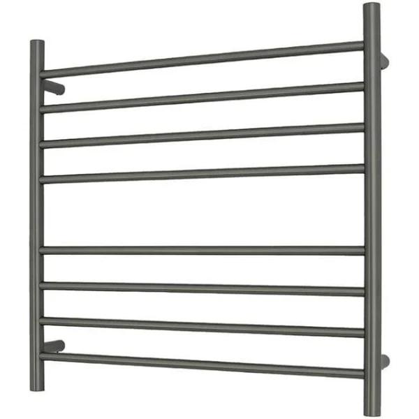 Radiant RTR06 Round Bar Heated Towel Rail - 750 x 750mm- Gun Metal Grey - Stainless Steel - Bottom Right/Top Left Wiring