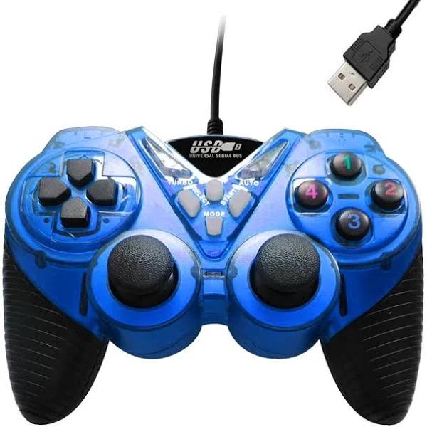 Wired Vibration Gamepad PC USB Controller Joystick Game Handle (Blue)