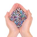 QUEFE 500pcs Craft Beads For Jewelry Making, For Bracelets Making,Space Acrylic Beads in Ink Patterns with 50pcs Spacer Beads and Crystal String