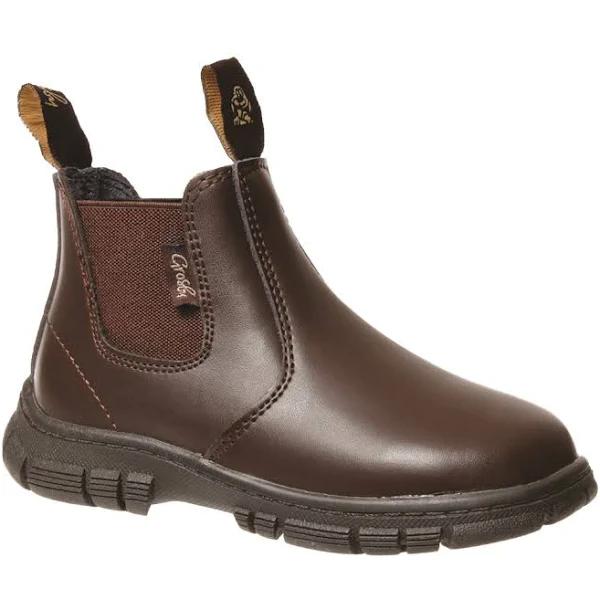 New Grosby Ranch Boots Brown Toddler Infant Boys Kids Leather Slip On Shoes 12 UK / Brown