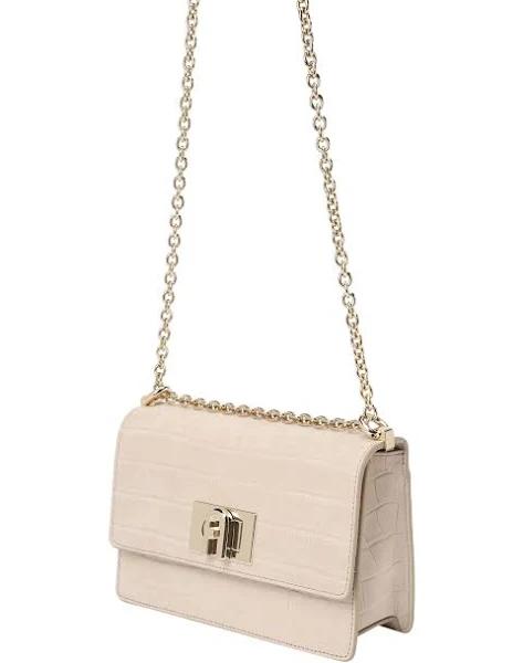 Furla 1927 Crossbody Fullmoon White Cocco Nabuk Printed Calf Leather Woman