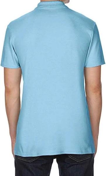 Gildan Mens Softstyle Double Pique Polo Shirt Light Blue 3XL Combed Ringspun Cotton Mens Polo Shirt