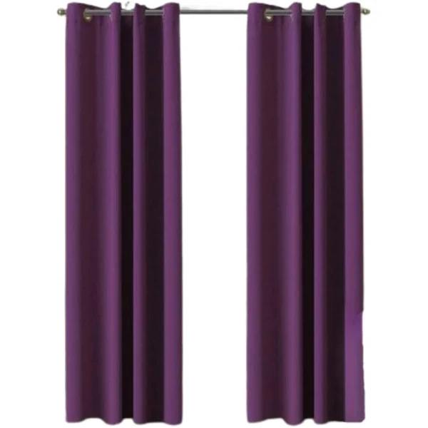 Bedroom Blockout Curtains Blackout Window Curtain Draperies Pair Eyelet 2x - Purple