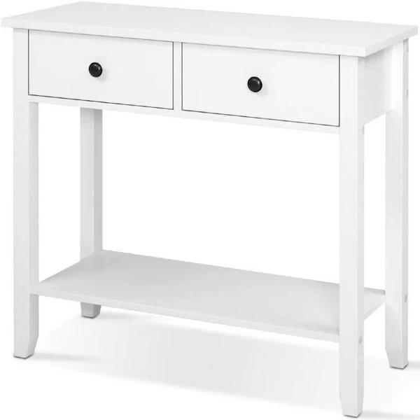 Hallway Console Table Hall Side Entry 2 Drawers Display White Desk