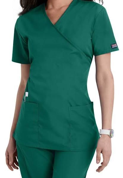 Cherokee Workwear Scrubs V-Neck Rib Knit Top - L - Hunter