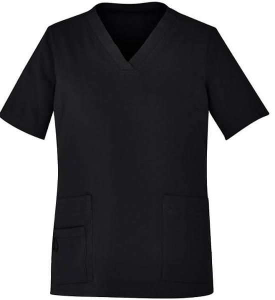 BizCare Womens Easy Fit V-Neck Scrub Top CST941LS Black / 2XL