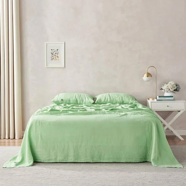 Natural Home 100% European Flax Linen Sheet Set | Sage | King