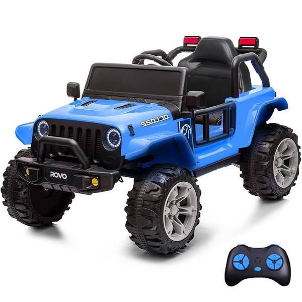 ROVO Kids Jeep Inspired Electric Ride On Toy Car, with Parental Remote Control, Bluetooth Music, Blue