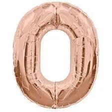 Large Foil Balloon Number 0 Rose Gold