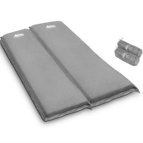 Weisshorn Self Inflating Mattress Camping Sleeping Mat Air Bed Pad Double - Grey 10cm Thick