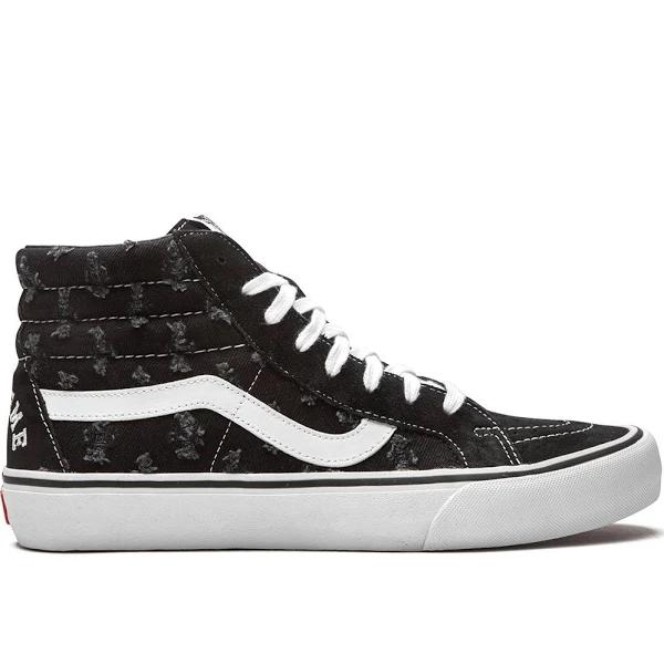 Vans Sk8-Hi Supreme - Hole Punch Denim - Black - Size 5 - Black/White