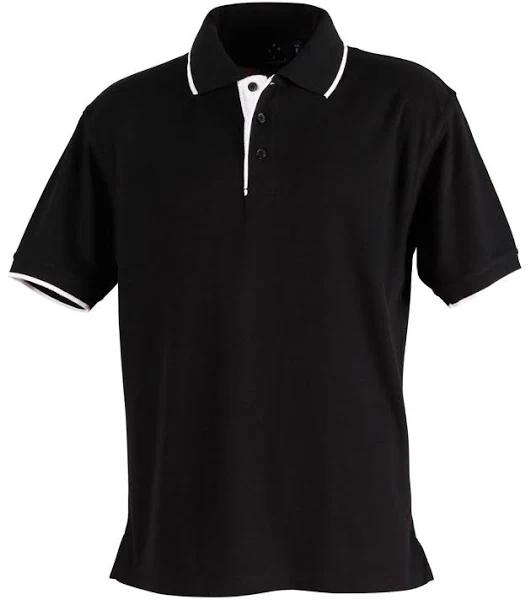 Liberty | Men Polo Shirts Contrast Pique Black+White XL