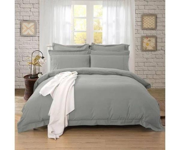 1000TC Tailored King Size Grey Duvet Doona Quilt Cover Set