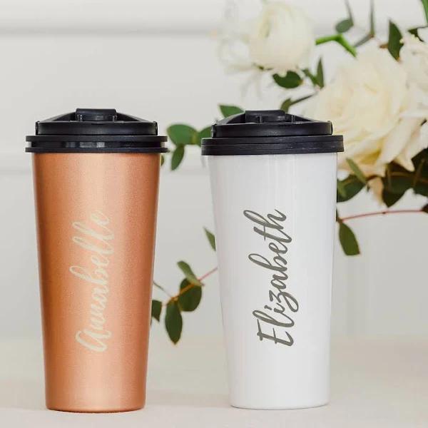 Personalised Stainless Steel To Go Travel Coffee Mug - Calligraphy