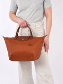 Handbag M Le Pliage Green Cognac Longchamp