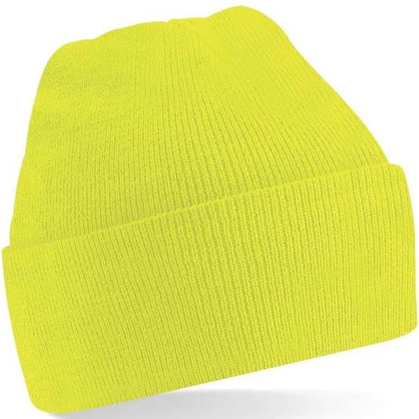 Soft-Touch Double Layer Cuffed Beanie Fluorescent Yellow - Beechfield B45