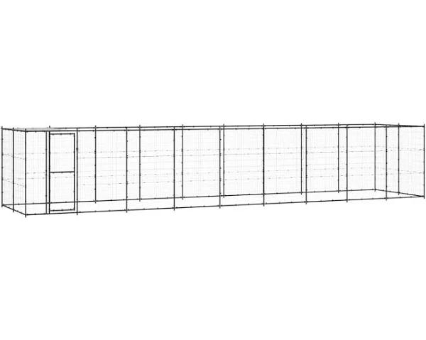 vidaXL Outdoor Dog Kennel Steel with Roof 21.78 m²