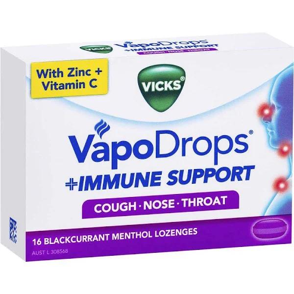 Vicks VapoDrops Immune Support Blackcurrant 16 Lozenges