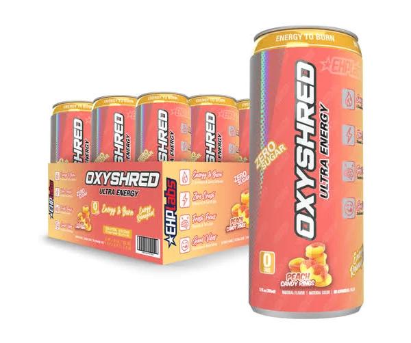 OxyShred Ultra Energy RTD, 12 Pack / Peach Candy Rings