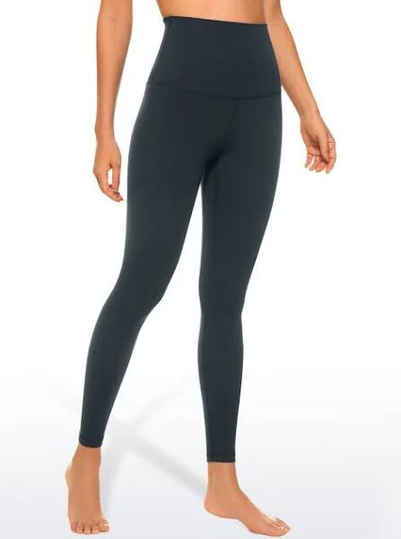 CRZ Yoga Super High Waisted Butterluxe Yoga Pants 25 Inches - Buttery Soft Workout Leggings for Women Over Belly Dark Green Medium