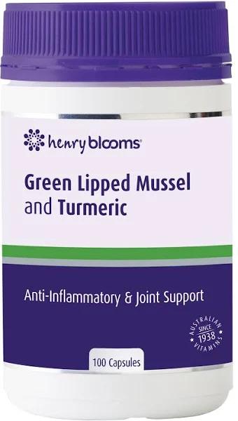 Henry Blooms Green Lipped Mussel and Turmeric with BioP 100 Capsules