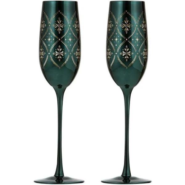 Tempa Chantelle Set of 2 Champagne Glasses - Emerald