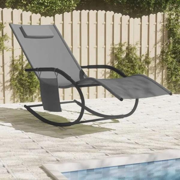 Rocking Sun Lounger Grey Steel and Textilene