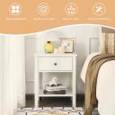 Giantex End Table Nightstand w/Storage Drawer & Open Shelf Display Storage Bedside Table White