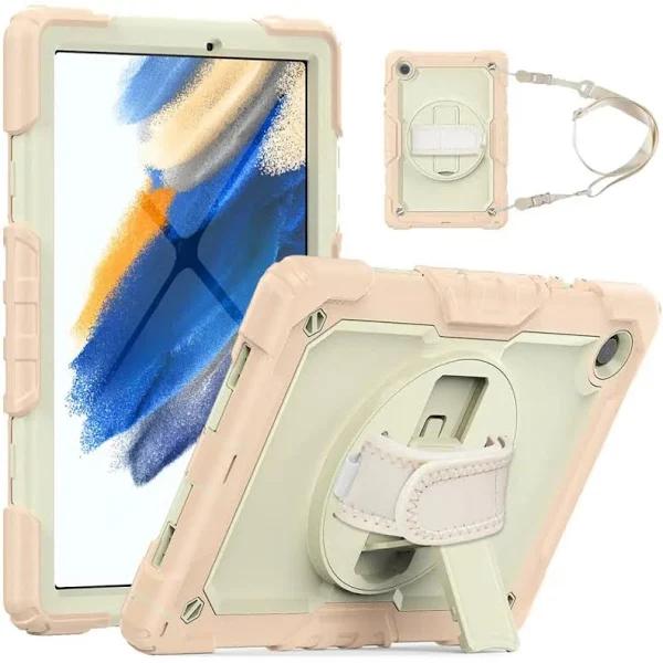 Goslash Tablet for Samsung Galaxy Tab A8 10.5 Case 2021 X200 X205 X207 360 Rotatable Hand Strap Kickstand Protective Cover+gifts