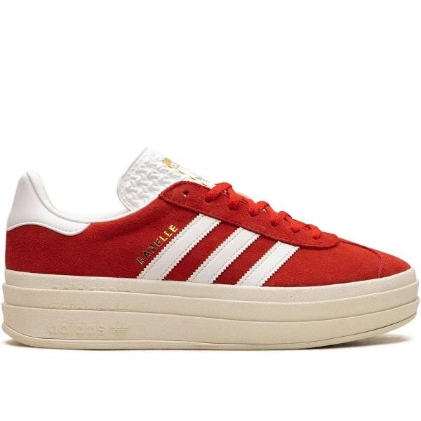 Adidas Gazelle Bold Shoes - Women's - Red / Cloud White / Gold - 7.5