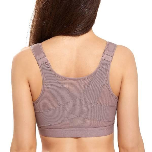 DELIMIRA Women's Full Coverage Front Closure Wire Free Back Support Posture Bra